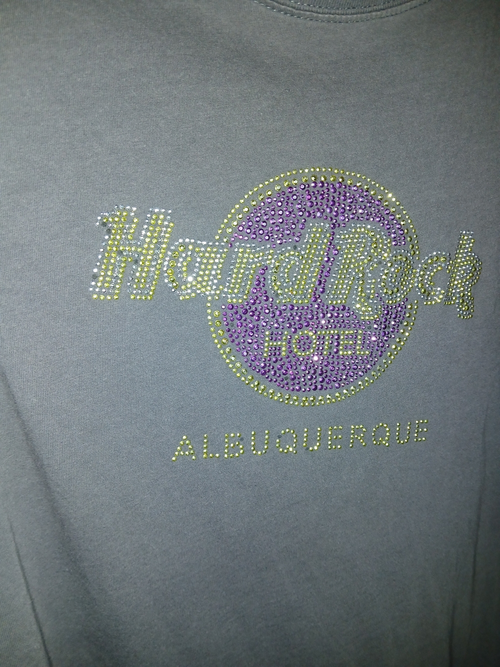 Hard Rock Cafe Albuquerque Gray Tee with Yellow & Purple Logo